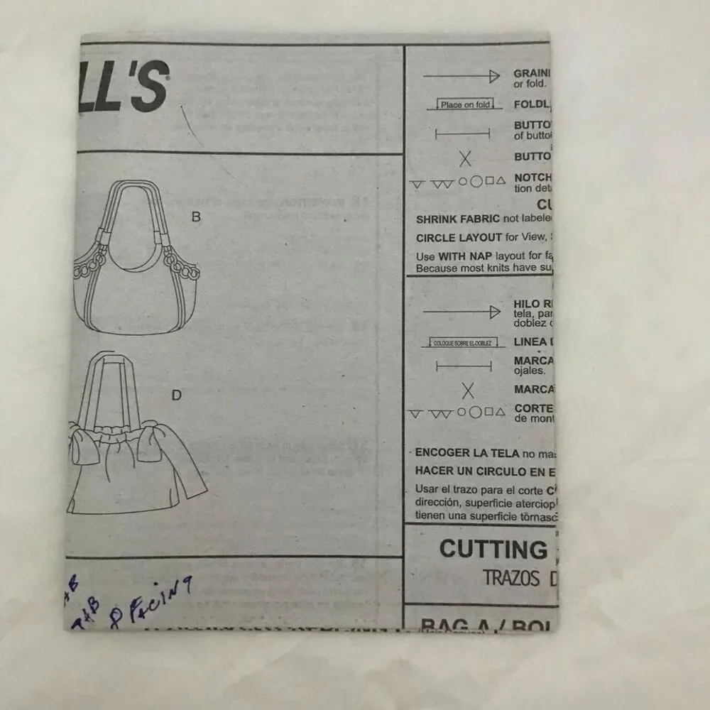 #M6046 McCalls purse tote sewing pattern,
